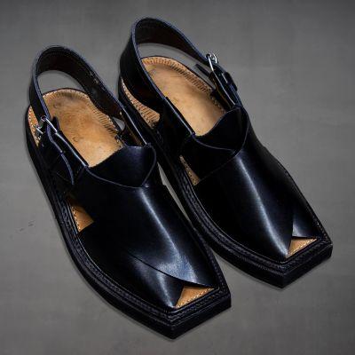 Leather Kaptaan Chappal Black