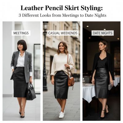 Leather Pencil Skirt Styling: 3 Different Looks from Meetings to Date Nights