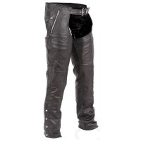 Premium Black Leather Motorcycle Chaps