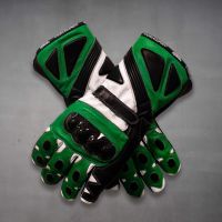 Bravo Green Motorbike Leather Gloves