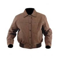 Classic Style Nubuck Leather Bomber Jacket