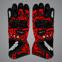 Francesco Bagnaia Black and Red Gloves MotoGP 2024 front view
