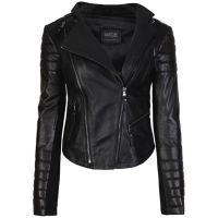 Kelly Fashion Ladies Leather Jacket Black front