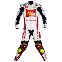 Marco Simoncelli Honda 2011 кожаный костюм вид спереди