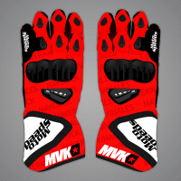 Maverick Vinales Black Red Motorcycle Gloves MotoGP 2024 front view