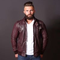 Bomber Boston Men Leather Jacket