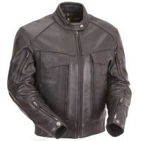 Naked Leather Motorcycle Jacket with Gun Pockets & Side Stretch Panels